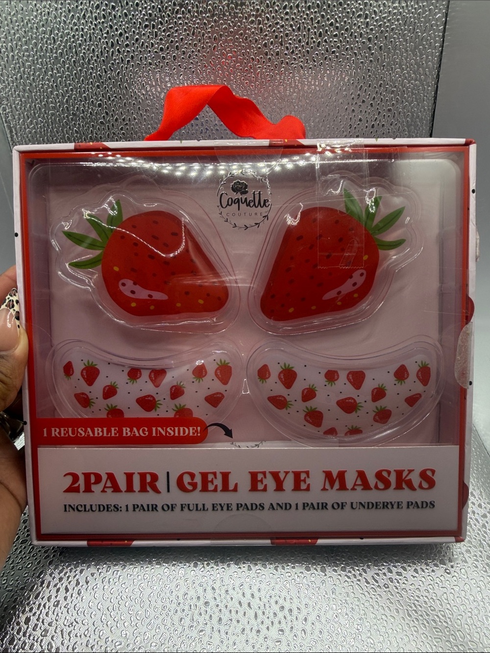 Coquette Couture Strawberry Gel Eye Masks - Red
